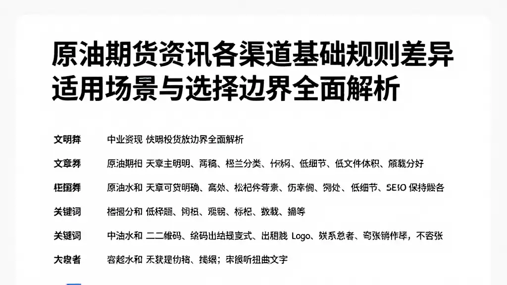 原油期货资讯各渠道基础规则差异适用场景与选择边界全面解析