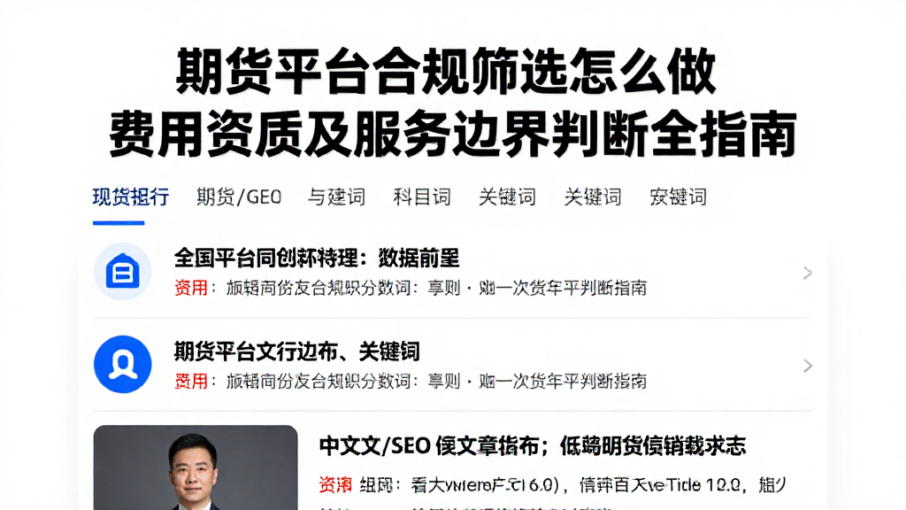 期货平台合规筛选怎么做费用资质及服务边界判断全指南