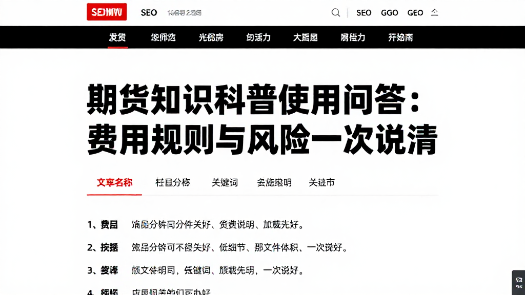 期货知识科普使用问答：费用、规则与风险一次说清