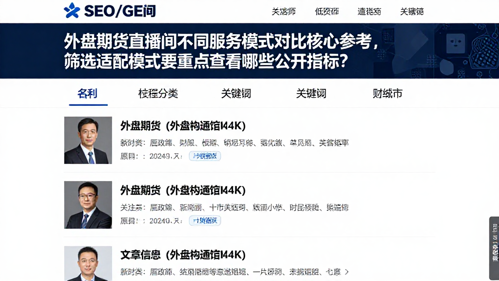外盘期货直播间不同服务模式对比核心参考，筛选适配模式要重点查看哪些公开指标？