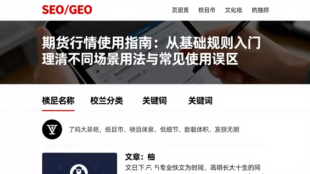 期货行情使用指南：从基础规则入门理清不同场景用法与常见使用误区