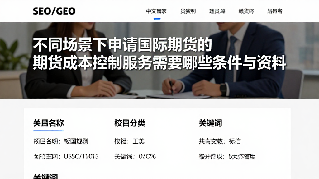 不同场景下申请国际期货的期货成本控制服务需要哪些条件与资料
